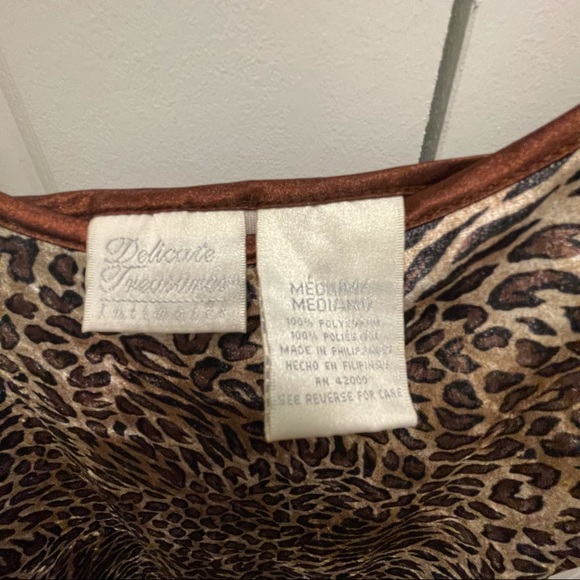 Vintage Y2K Animal Print Velvet Velour /Slip Dress Nightgown - Picture 6 of 9